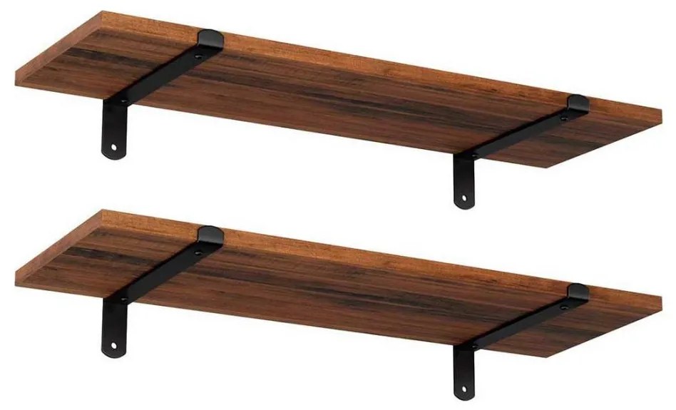 Set di 2 mensole da parete SHELFY marrone/nero