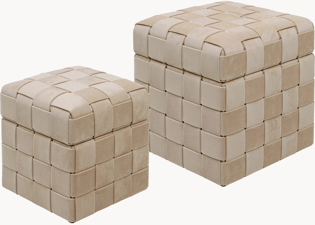 Set di 2 pouf contenitori in velluto Weave
