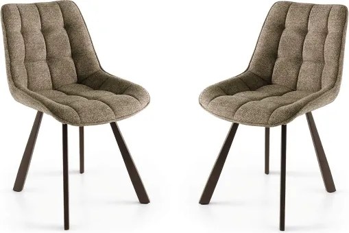 Sedia da cucina in tessuto Marrone gambe metallo FRIEDIC set 2 pz