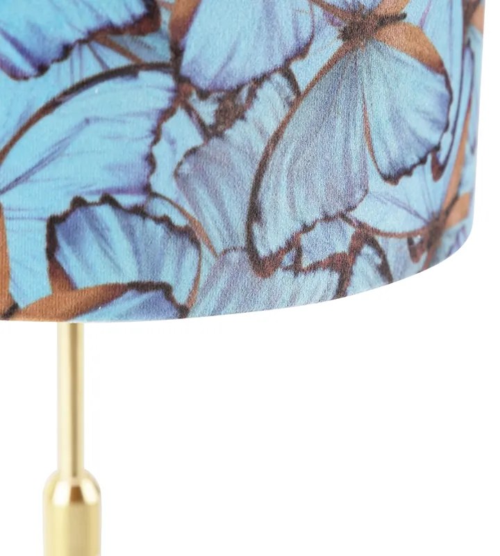 Lampada da tavolo oro/ottone con paralume in velluto a farfalle 25 cm - Parte
