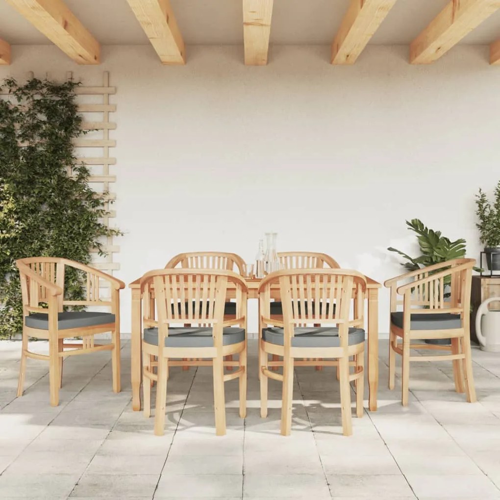 Set Da Pranzo Da Giardino 7 Pz İn Legno Massello Di Teak /
