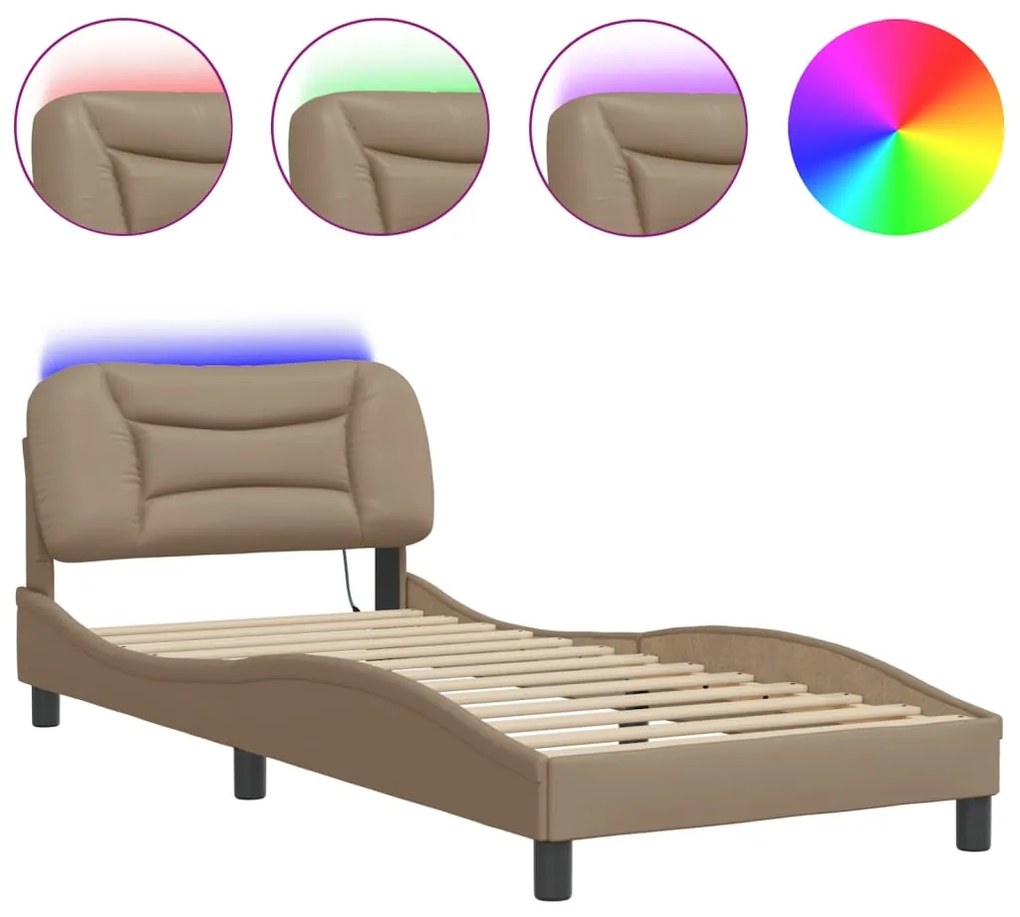 Giroletto con luci led cappuccino 90x200 cm in similpelle