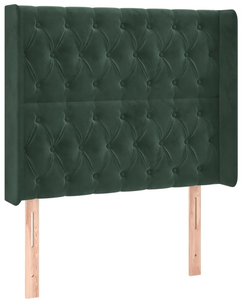 Testiera ad orecchio verde scuro 93x16x118/128 cm in velluto