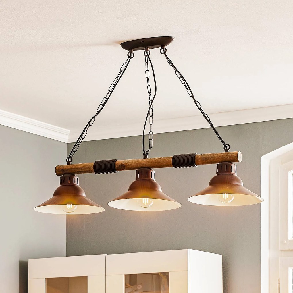 Luminex Lampada a sospensione West con paralumi in rame, 3 luci