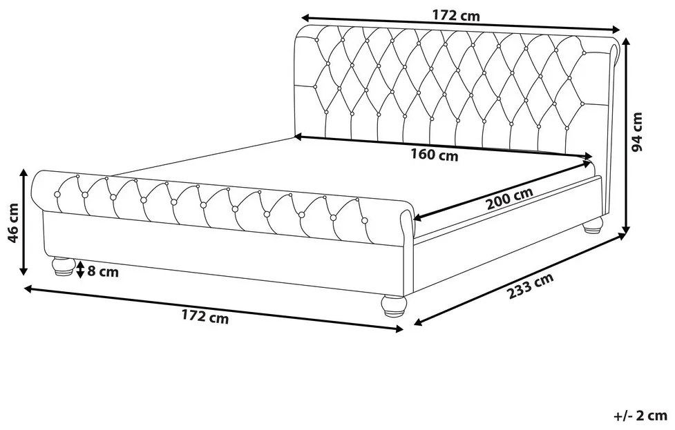 Letto matrimoniale in velluto beige stile chesterfield 160x200cm AVALLON Beliani