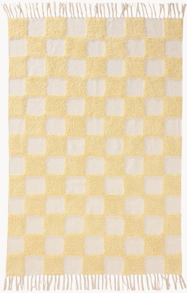 Tappeto in cotone tessuto a mano con motivo a rilievo Caro