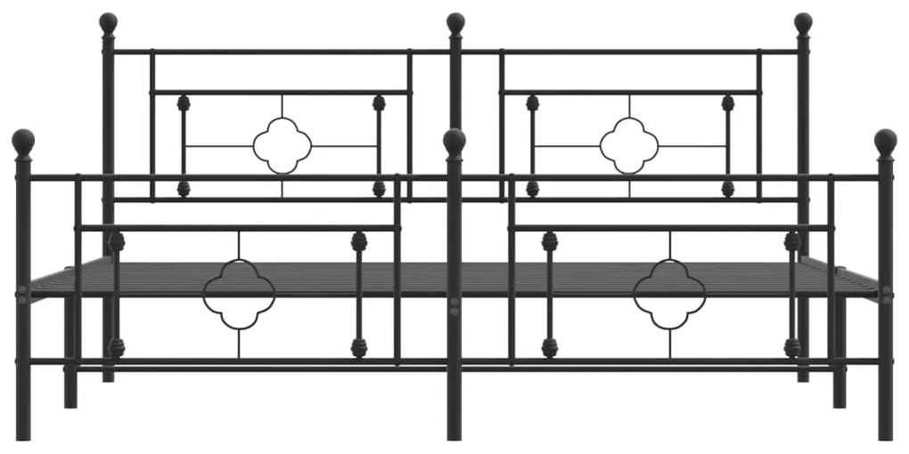 Giroletto con Testiera e Pediera Metallo Nero 180x200 cm