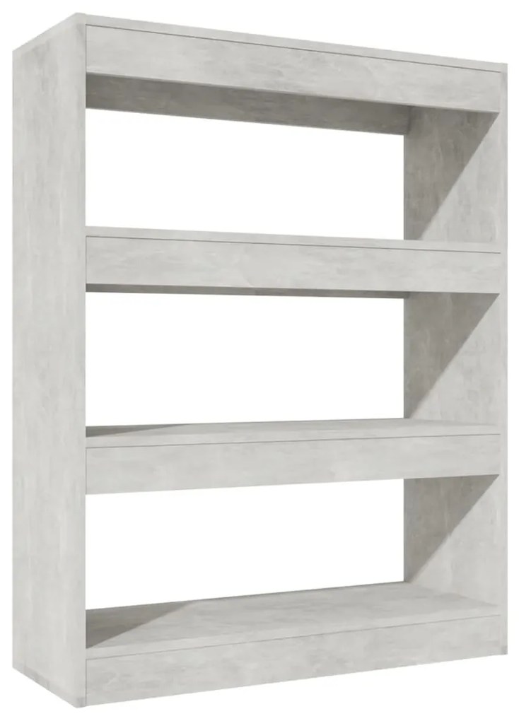 Libreria/divisorio grigio cemento 80x30x103cm legno multistrato