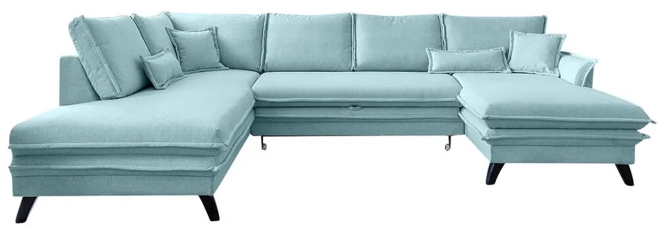Divano letto a U azzurro, angolo sinistro Charming Charlie - Miuform