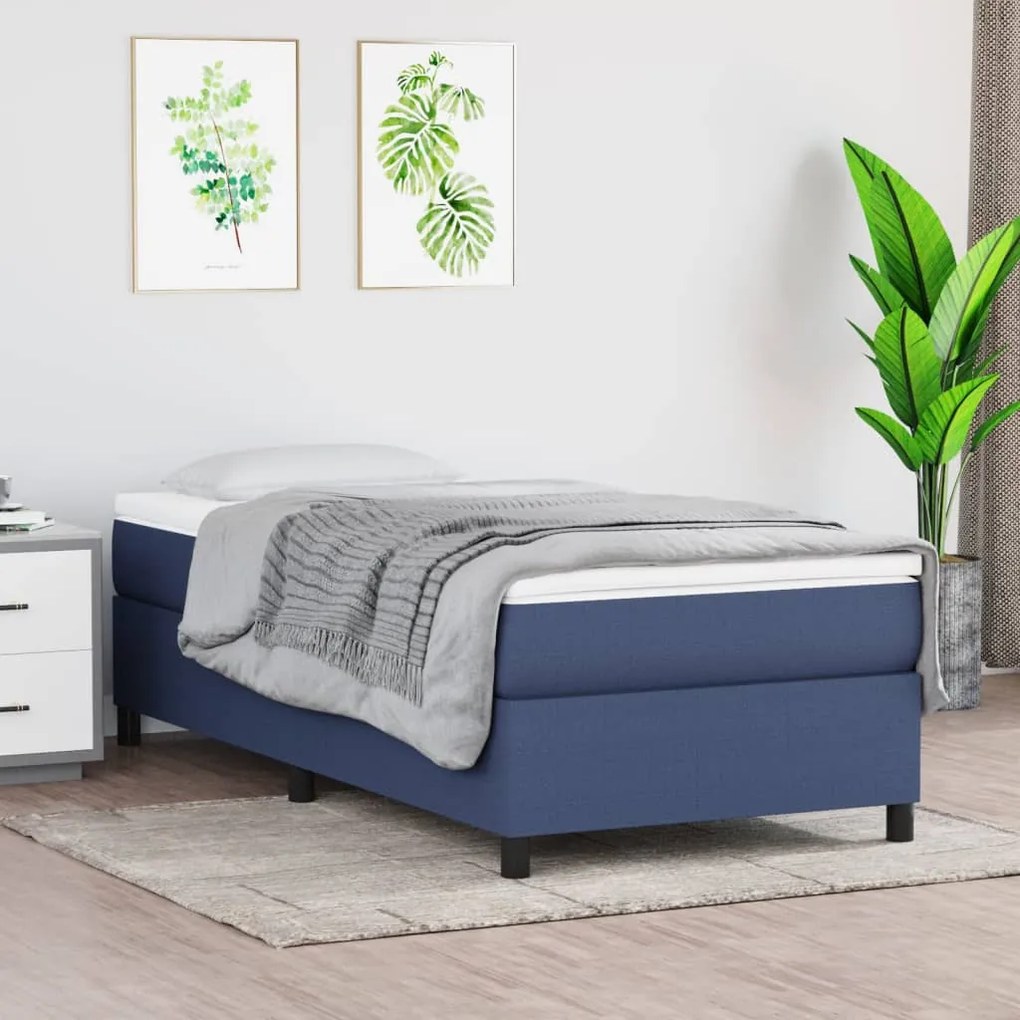 Giroletto A Molle Con Materasso Blu 90x190 Cm İn Tessuto /