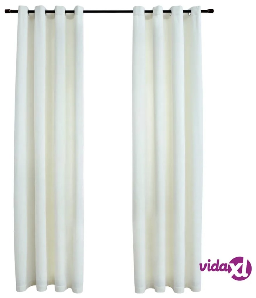 vidaXL Tende Oscuranti con Anelli 2 pz Crema in Velluto 140x245 cm