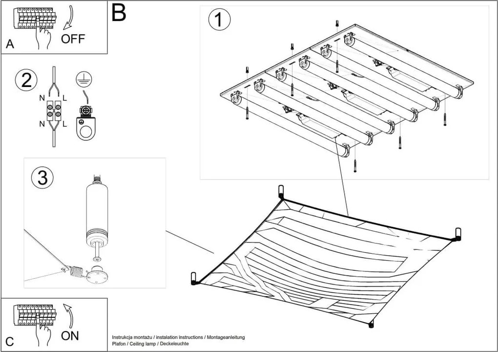 Lampada da Soffitto in Tessuto 6xG13 85W LUNA 3 Bianca