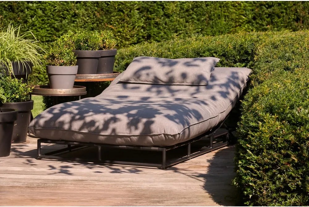 Sdraio da giardino grigio scuro in metallo/in imbottito Emma – Hartman