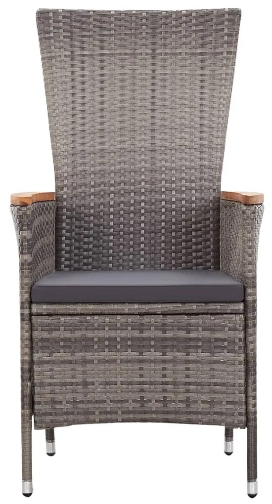 Set mobili da pranzo per giardino 7 pz in polyrattan grigio