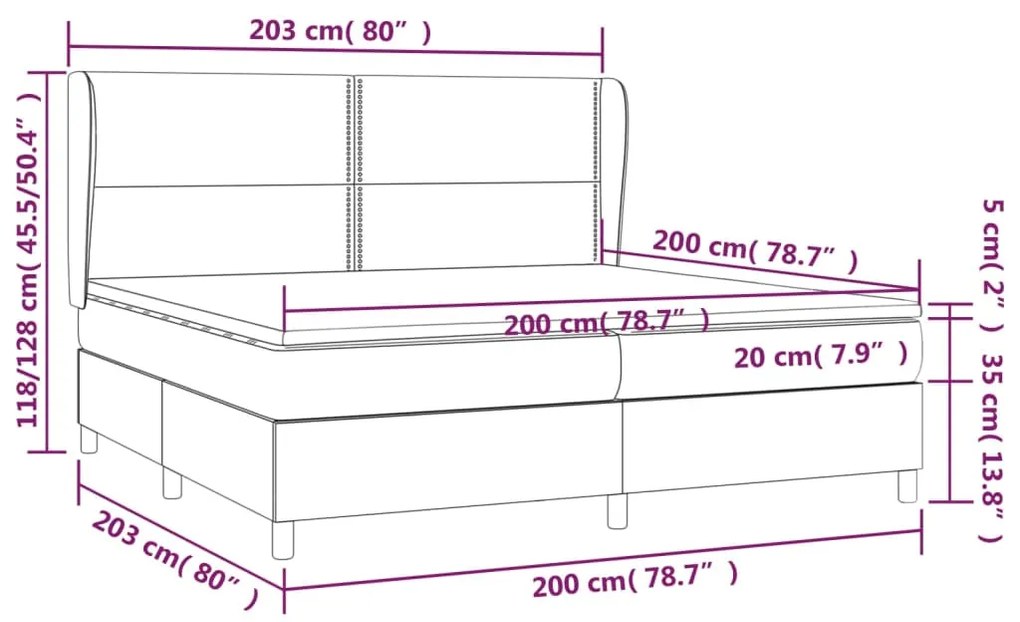 Giroletto a Molle con Materasso Blu 200x200 cm in Tessuto