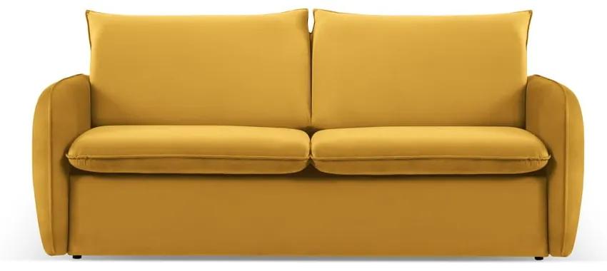 Divano letto in velluto color senape 194 cm Vienna - Cosmopolitan Design