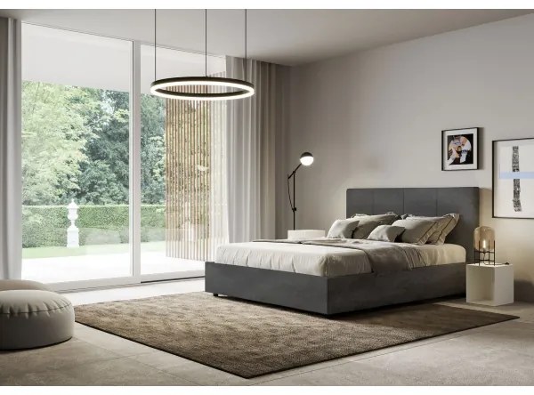 Letto contenitore da 160x190 in microfibra grigio Mika