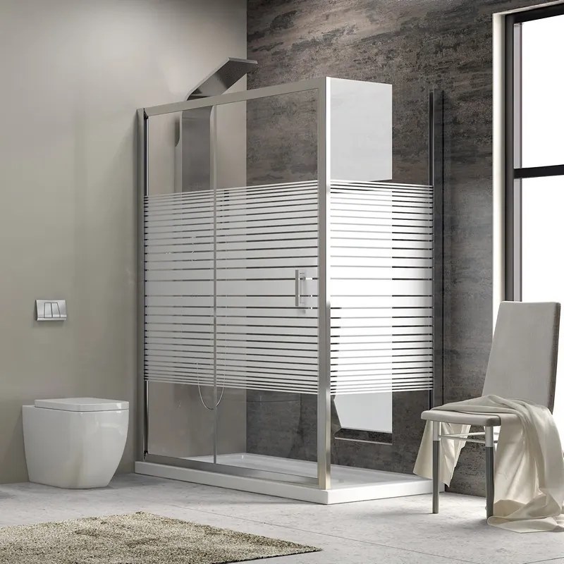 Kamalu - Cabina doccia 130x90 cm laterale fisso 90cm altezza 180cm vetro serigrafato K410NS