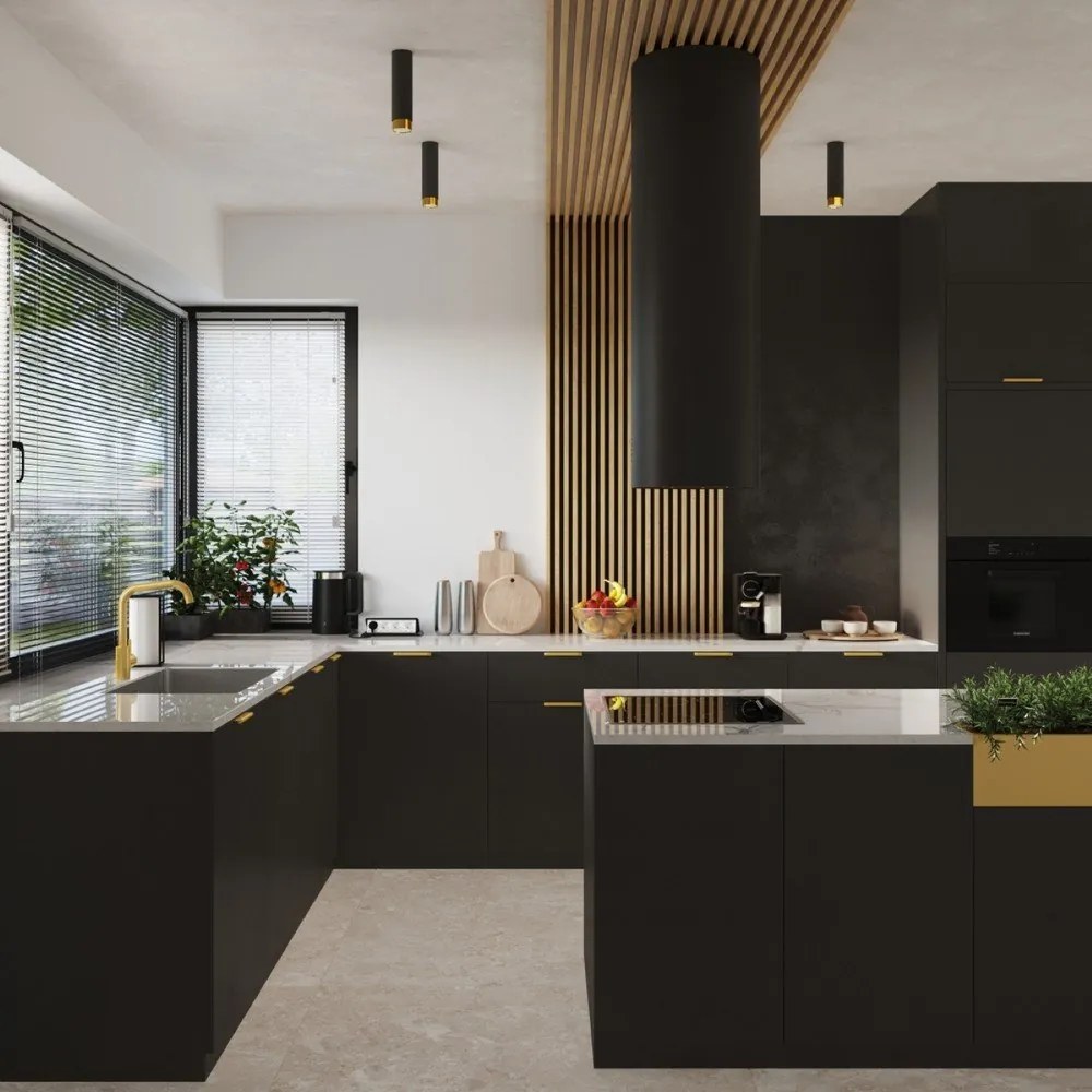 Plafoniera nera/dorata Crown – Sollux