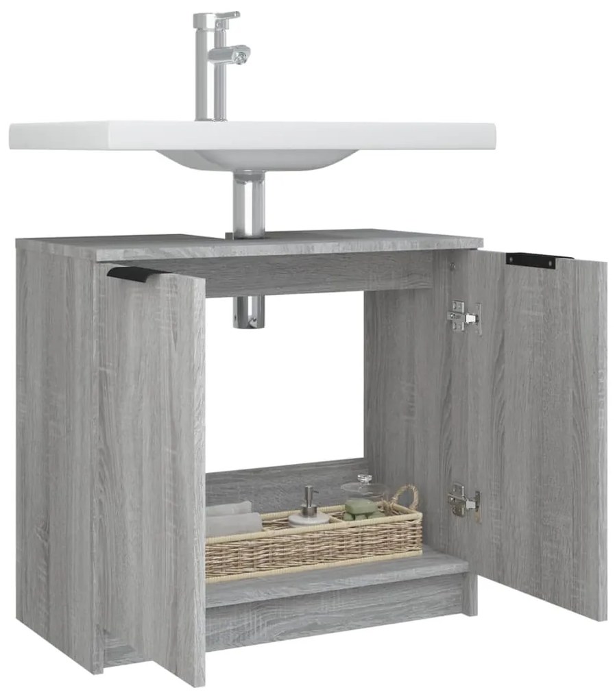 Mobile Bagno Grigio Sonoma 64,5x33,5x59 cm in Legno Multistrato