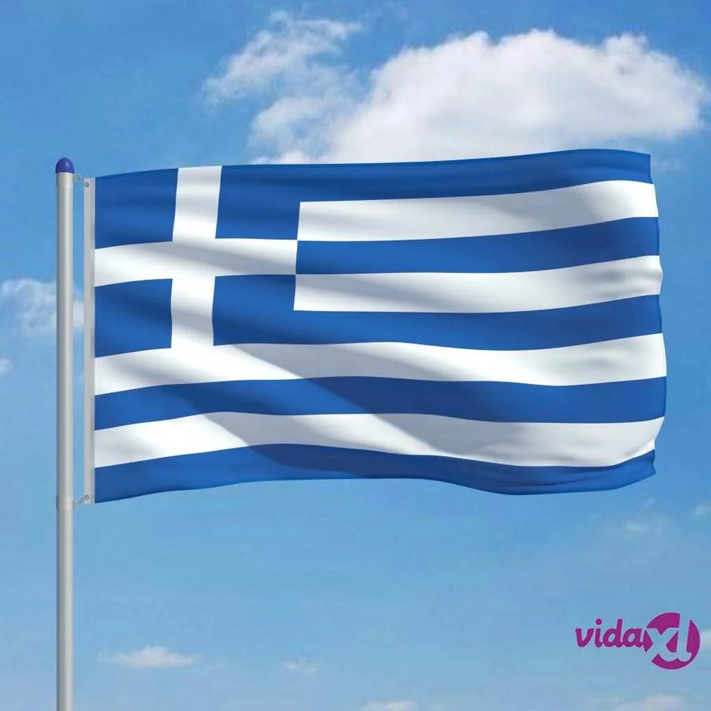 vidaXL Bandiera della Grecia con Pennone in Alluminio 6 m