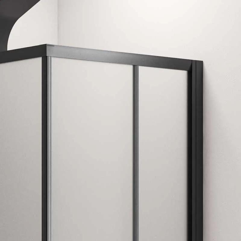 Kamalu - box doccia nero 80x80 angolare vetro opaco | kf1000b