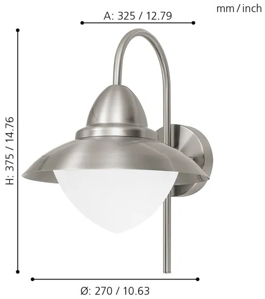 EGLO 83966 - Applique a LED da esterno SIDNEY 1xE27/8,5W - Lampadina LED GRATIS