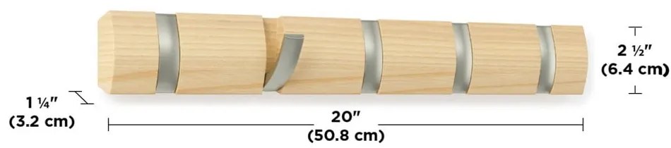 Appendiabiti da parete in legno di frassino in colore naturale Flip - Umbra