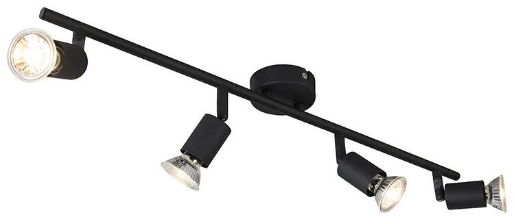 Plafoniera nero 4 luci orientabile incl lampadine smart - JEANY