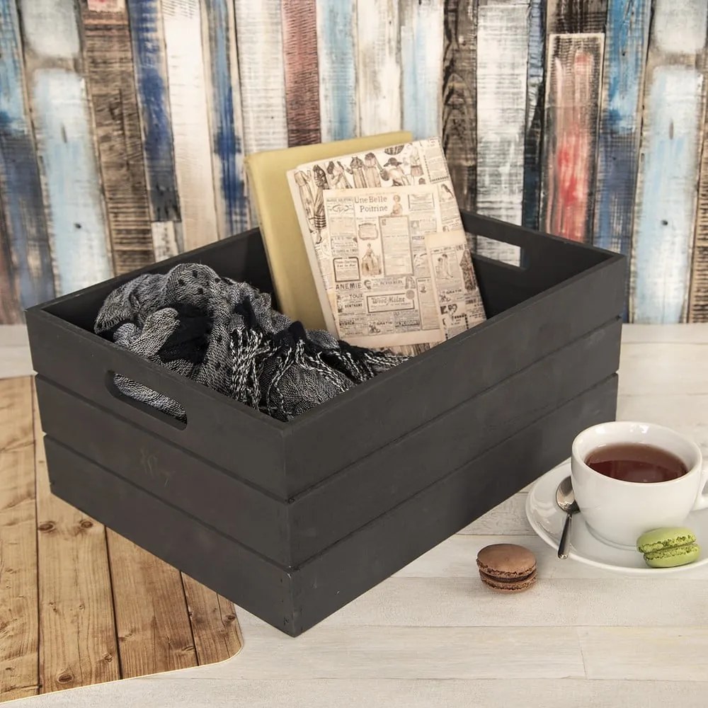 Cassetta di legno antracite 36x26x15 cm - Orion