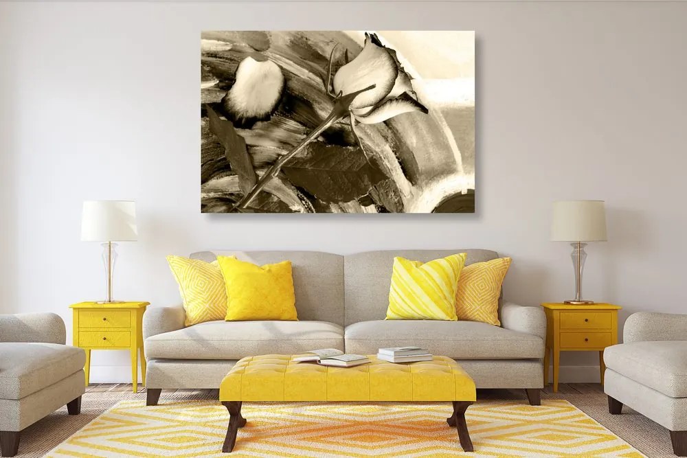 Quadro su tela – Rose in seppia