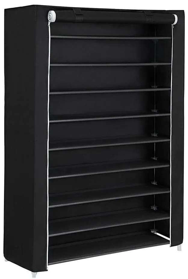 Armadio in tessuto con ripiani MATIS 100x162 cm, nero