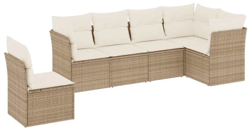 Set divano da giardino 6 pz con cuscini beige in polyrattan