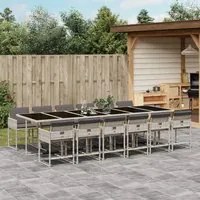 Set da Pranzo da Giardino 13pz con Cuscini Grigio in Polyrattan 3278074