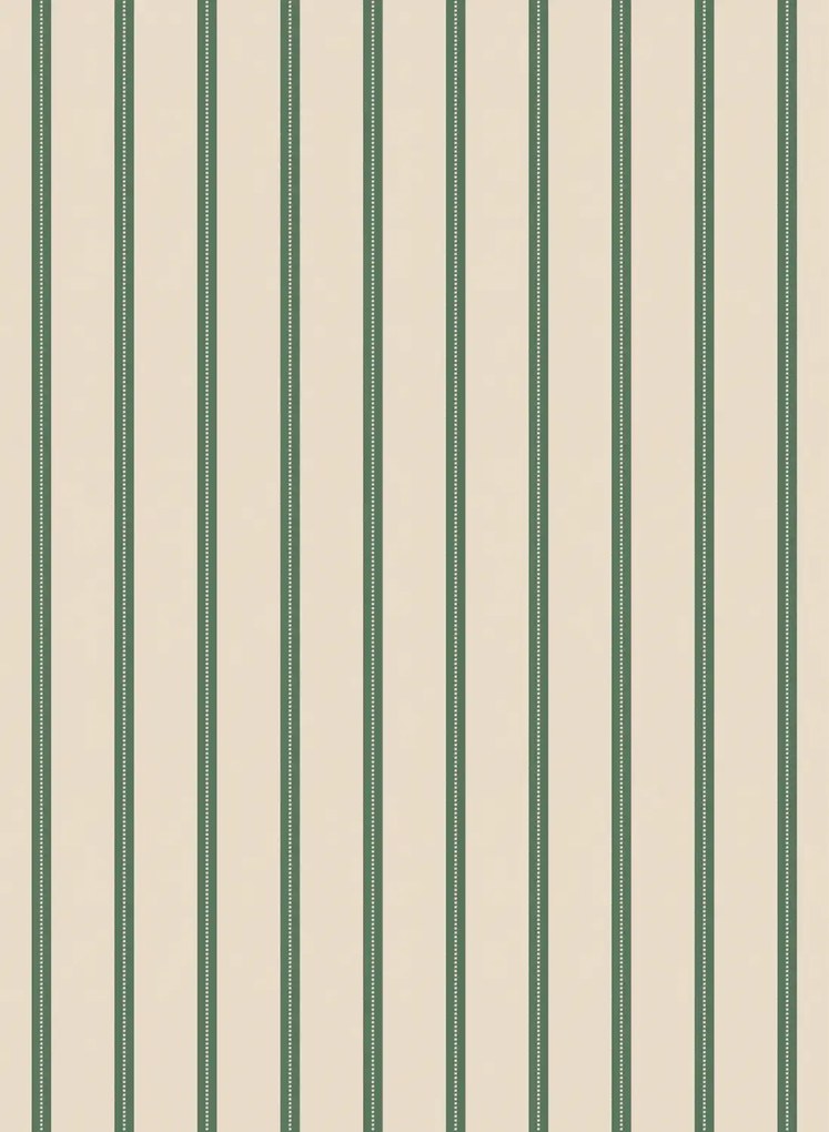 studio ditte Carta da parati Ribbon / Lintjes - Green on Cream / Groen op Crème