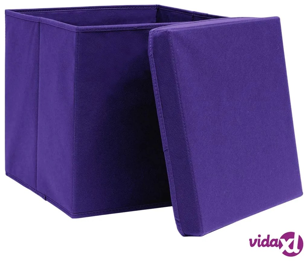 vidaXL Scatole Portaoggetti con Coperchi 4pz Viola 32x32x32cm Tessuto