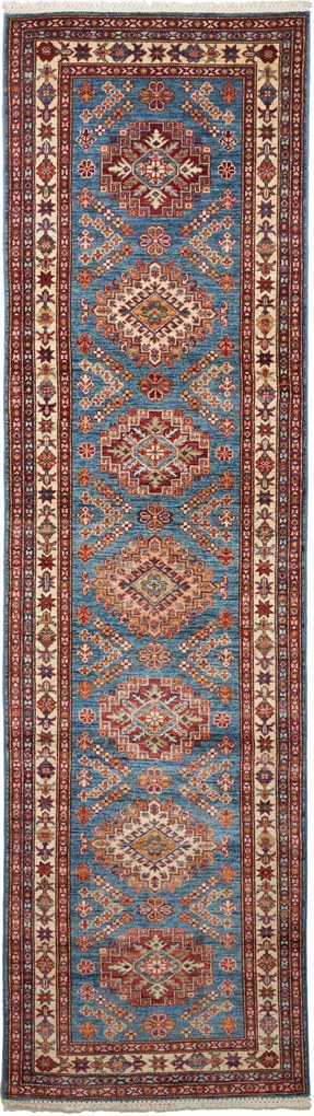Kazak Tappeto orientale 290x80 Blu (Pakistan) Annodato A Mano