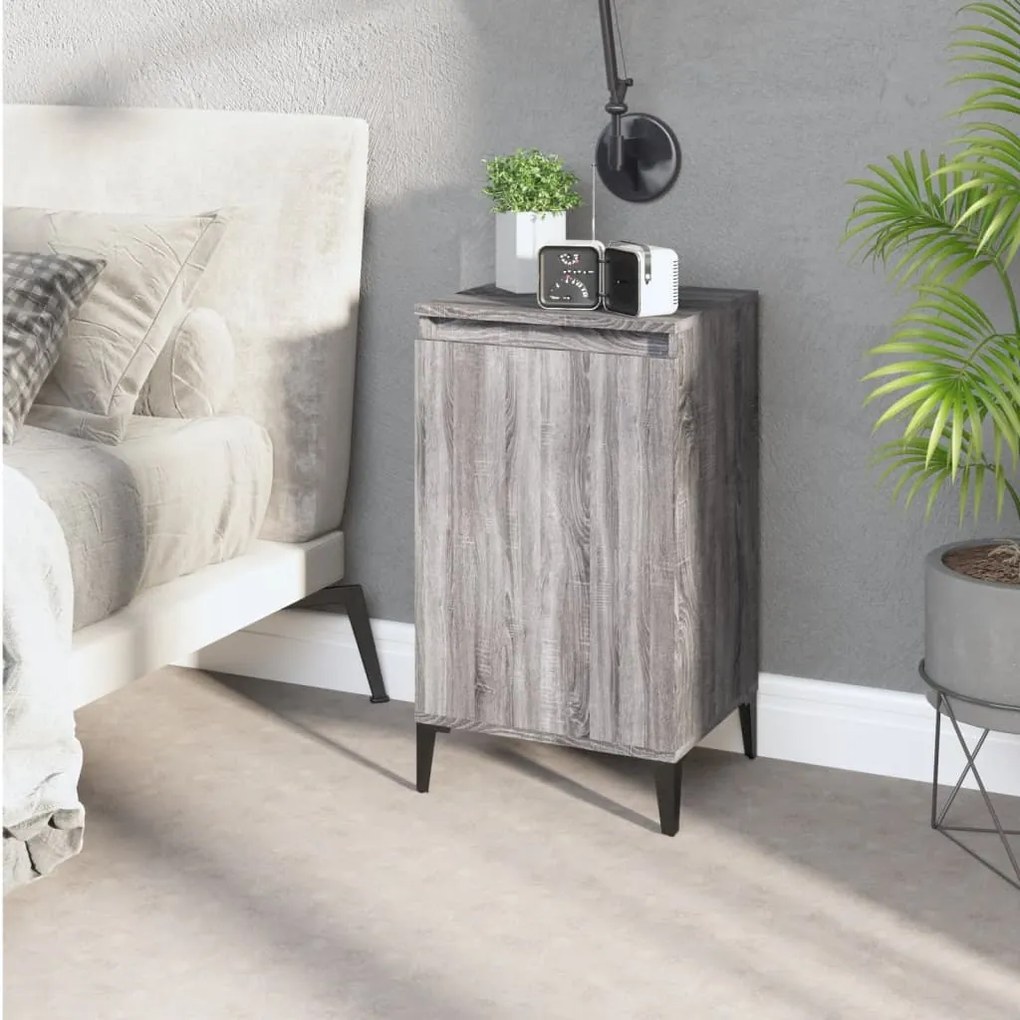 Comodino Grigio Sonoma 40x35x70 Cm İn Legno Multistrato /