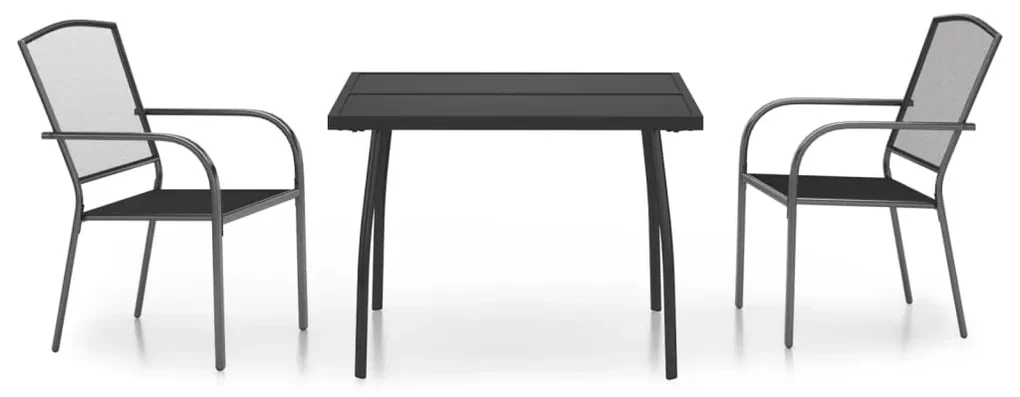 Set da pranzo da giardino 3 pz in acciaio antracite