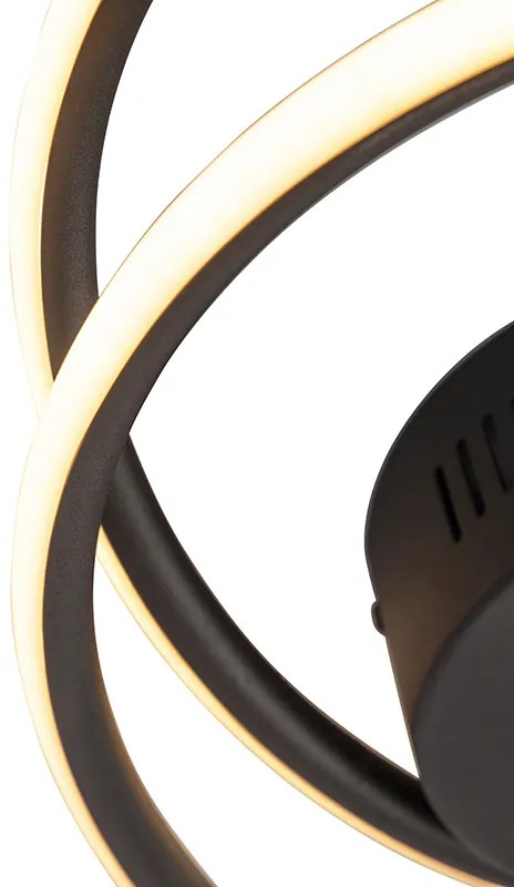 Plafoniera di design nera con LED dimmerabile a 3 livelli - Rowan