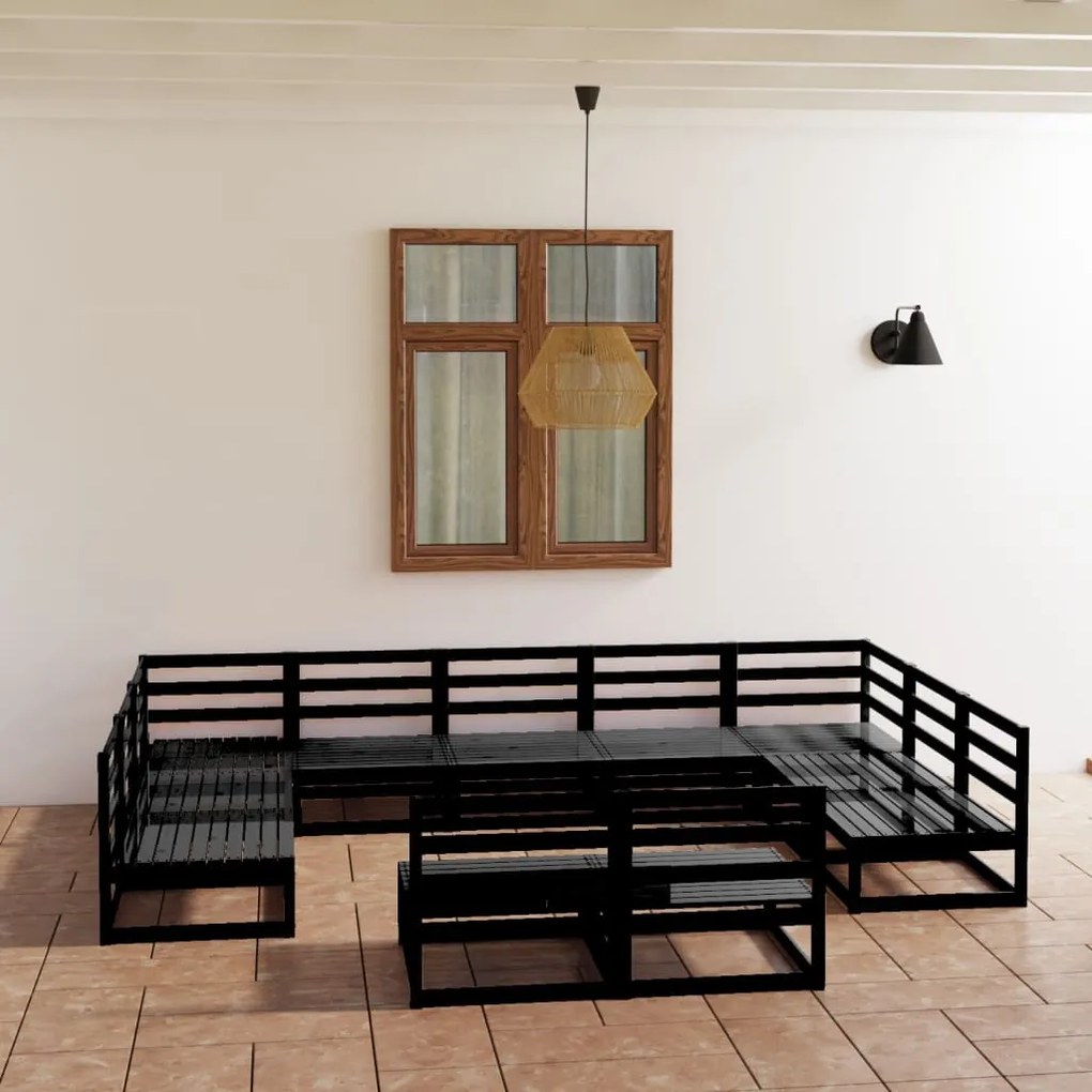 Set divani da giardino 11 pz in legno massello di pino