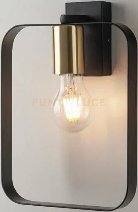 Applique a parete smith nera e oro 1 luce attacco e27 19,5x6x27cm i...