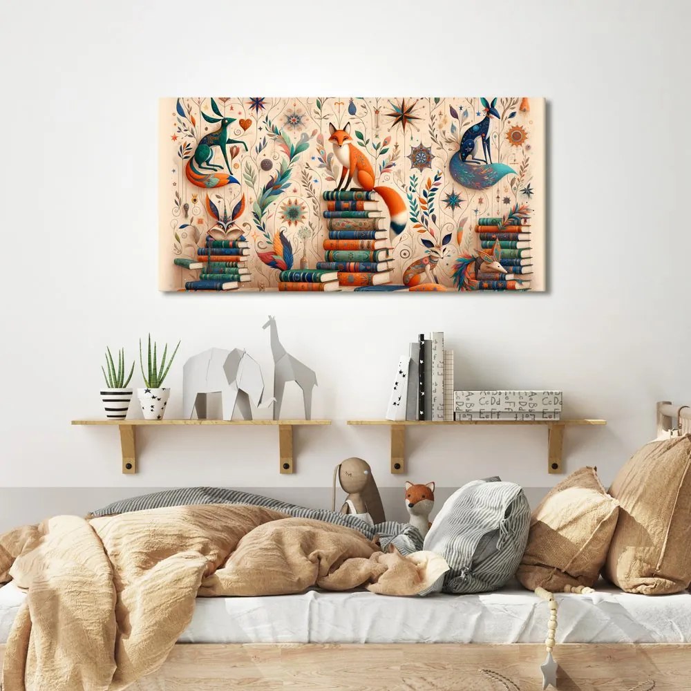 Quadro su tela – Volpe tra i libri