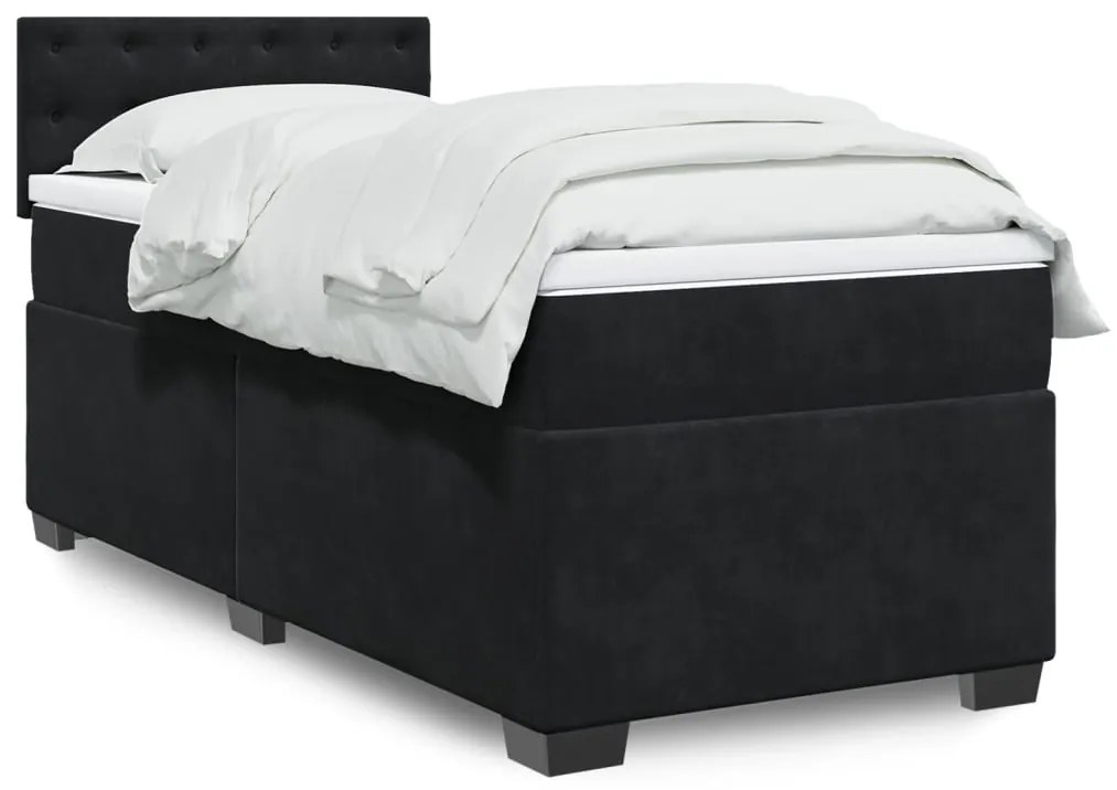 Giroletto A Molle Con Materasso Nero 100x200 Cm İn Velluto /