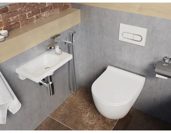 Ravak XJGP1100000 - Lavabo sospeso CHROME 40x22 cm marmo colato/bianco