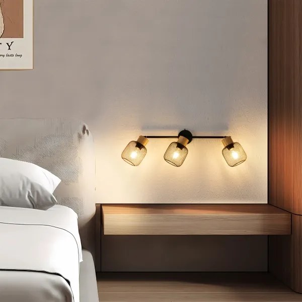 Brilagi - Faretto BASKLITE 3xE27/15W/230V legno di caucciù/nero