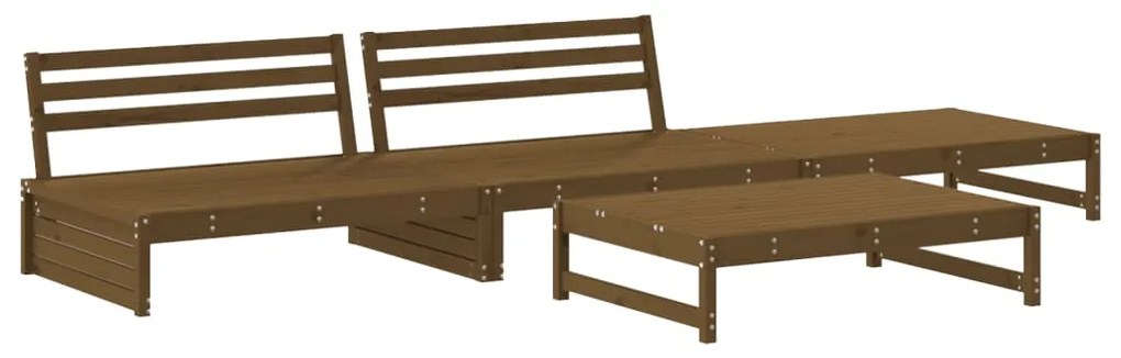 Set divani da giardino 4 pz con cuscini in legno massello miele