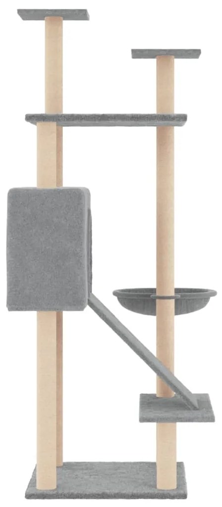 Albero per gatti con tiragraffi in sisal grigio chiaro 153 cm