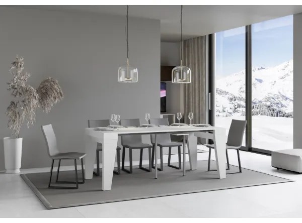 Consolle 90x40 cm allungabile a 196 cm NAXY SMALL Bianco Frassino