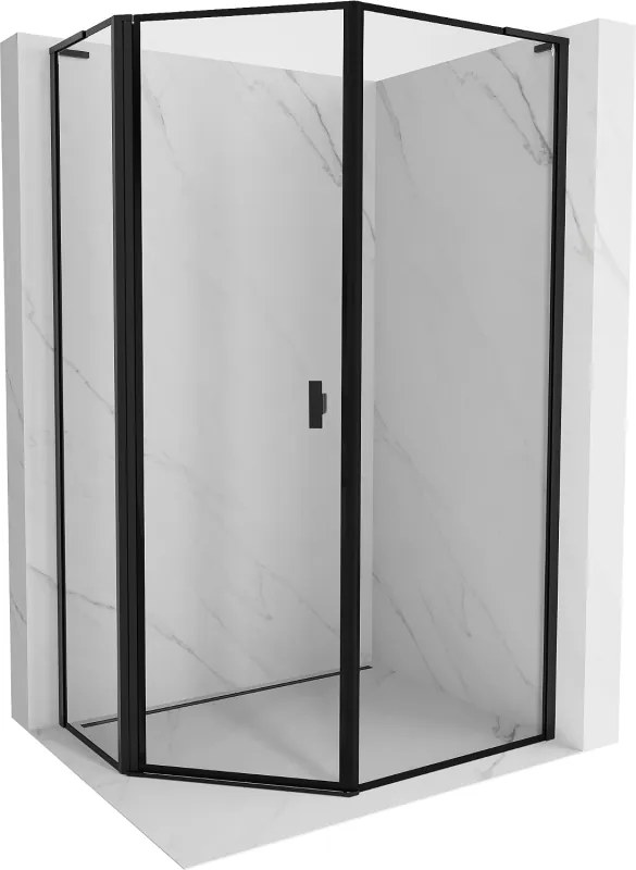 Mexen Mist L cabina doccia pentagonale asimmetrica a battente sinistra 80 x 100 cm, cornice nera, nera - 8A8L-080-100-70-70-L